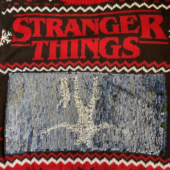 Copied - Stranger Things Changeable Sequin Ugly Christmas Sweater Size XL - Picture 4 of 5